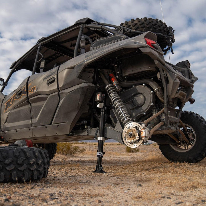 AGM Electric Jack lifting the back of a Kawasaki KRX4